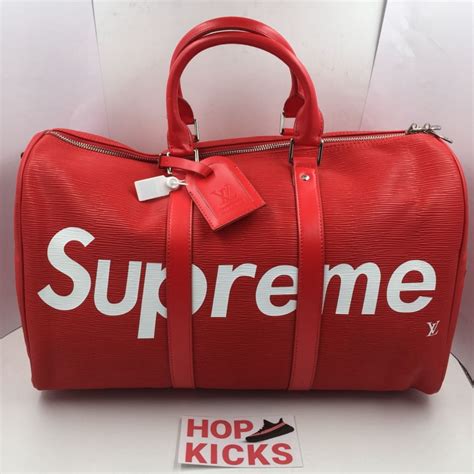 supreme x lv duffle bag|supreme bandouliere holdall.